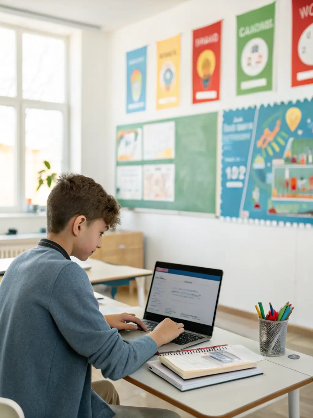 A photograph of a student using a laptop provided by EKEZIE DEVELOPMENT INITIATIVE INC, highlighting the organization's efforts to bridge the digital divide and provide access to technology.