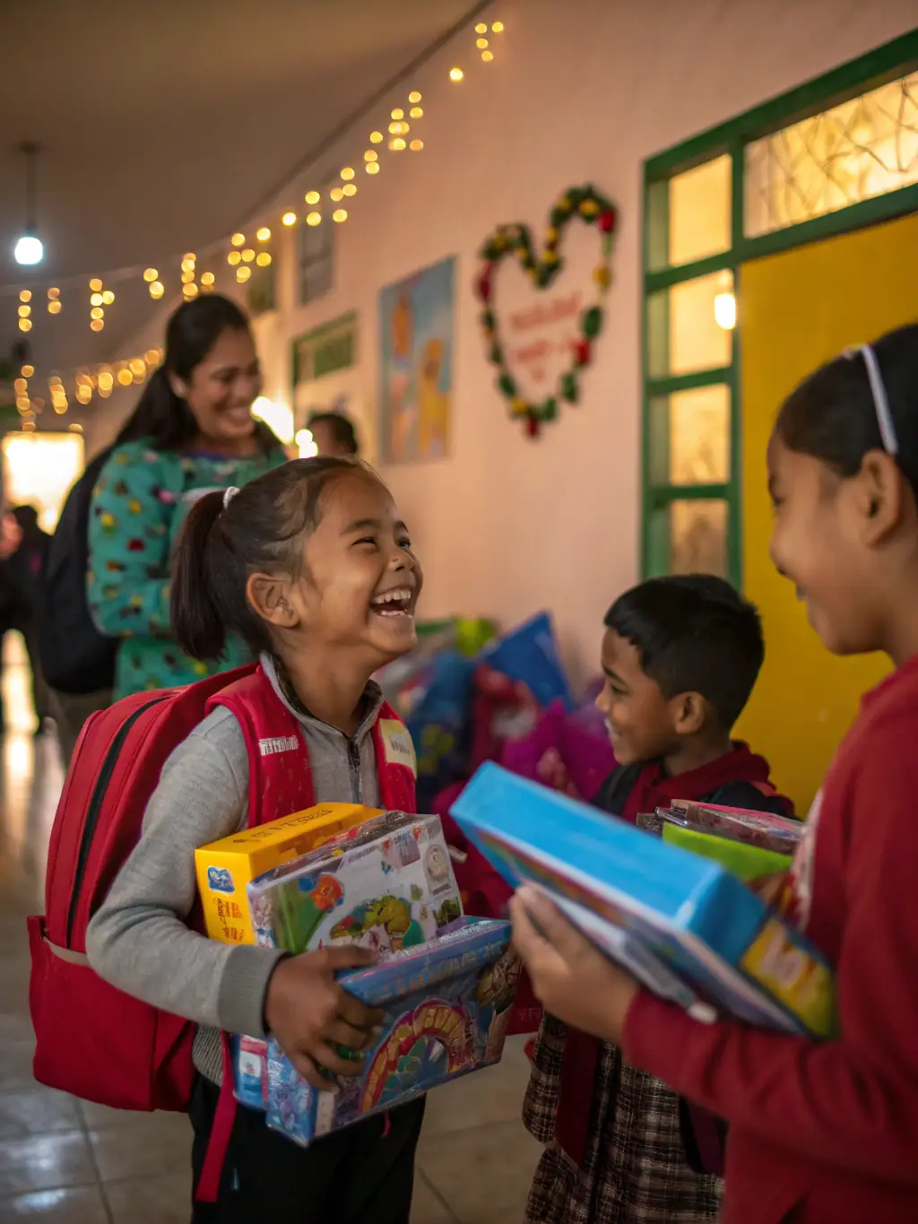A group of secondary school students in Ebonyi State, Nigeria, receiving textbooks and writing materials from EKEZIE DEVELOPMENT INITIATIVE INC volunteers, showcasing the organization's commitment to providing essential educational resources.
