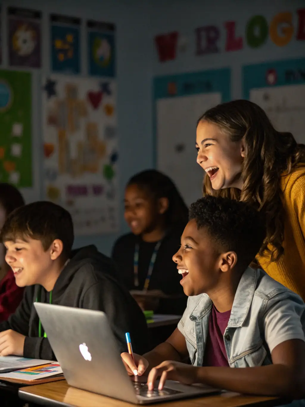 A diverse group of students participating in a leadership workshop, actively engaged in a team-building exercise, set in a modern training facility. This image represents the leadership skills development program offered by EKEZIE DEVELOPMENT INITIATIVE INC.